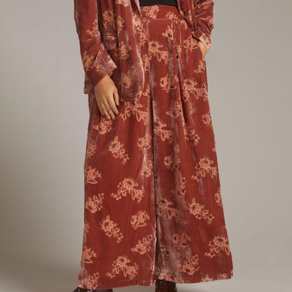 Anthropologie Hutch Burnout Velvet Wide Leg Pants